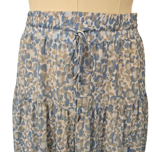 DKNY Animal Print Tiered Maxi Skirt Size L Boho Y2K Cottagecore - Picture 2 of 13